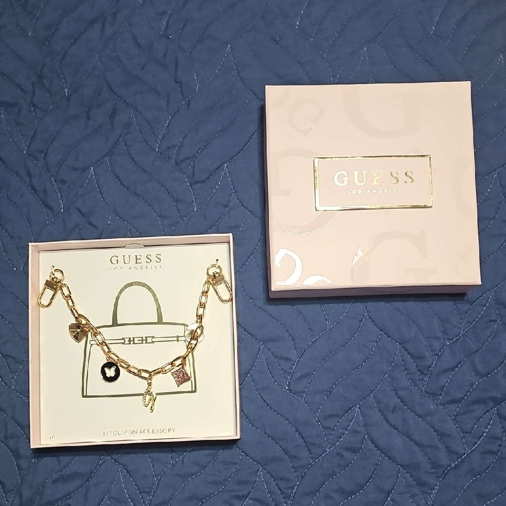 Guess Gold Bag Purse Charm Chain New in Box